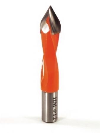 Whiteside DT12-70LH Dowel Drill Thru Hole V-Point Carbide Tipped LH 12mm Cutting Diameter 70mm Overall Length