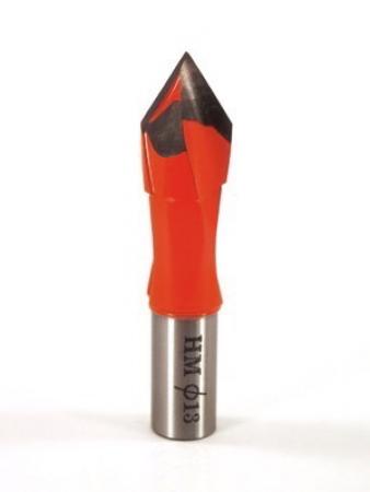 Whiteside DT13-57LH Dowel Drill Thru Hole V-Point Carbide Tipped LH 13mm Cutting Diameter 57mm Overall Length