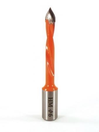 Whiteside DT6-70LH Dowel Drill Thru Hole V-Point Carbide Tipped LH 6mm Cutting Diameter 70mm Overall Length