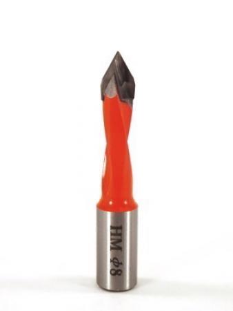 Whiteside DT8-57LH Dowel Drill Thru Hole V-Point Carbide Tipped LH 8mm Cutting Diameter 57mm Overall Length