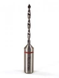 Whiteside DT3-70LHSC Dowel Drill Thru Hole V-Point Solid Carbide LH 3mm Cutting Diameter 70mm Overall Length